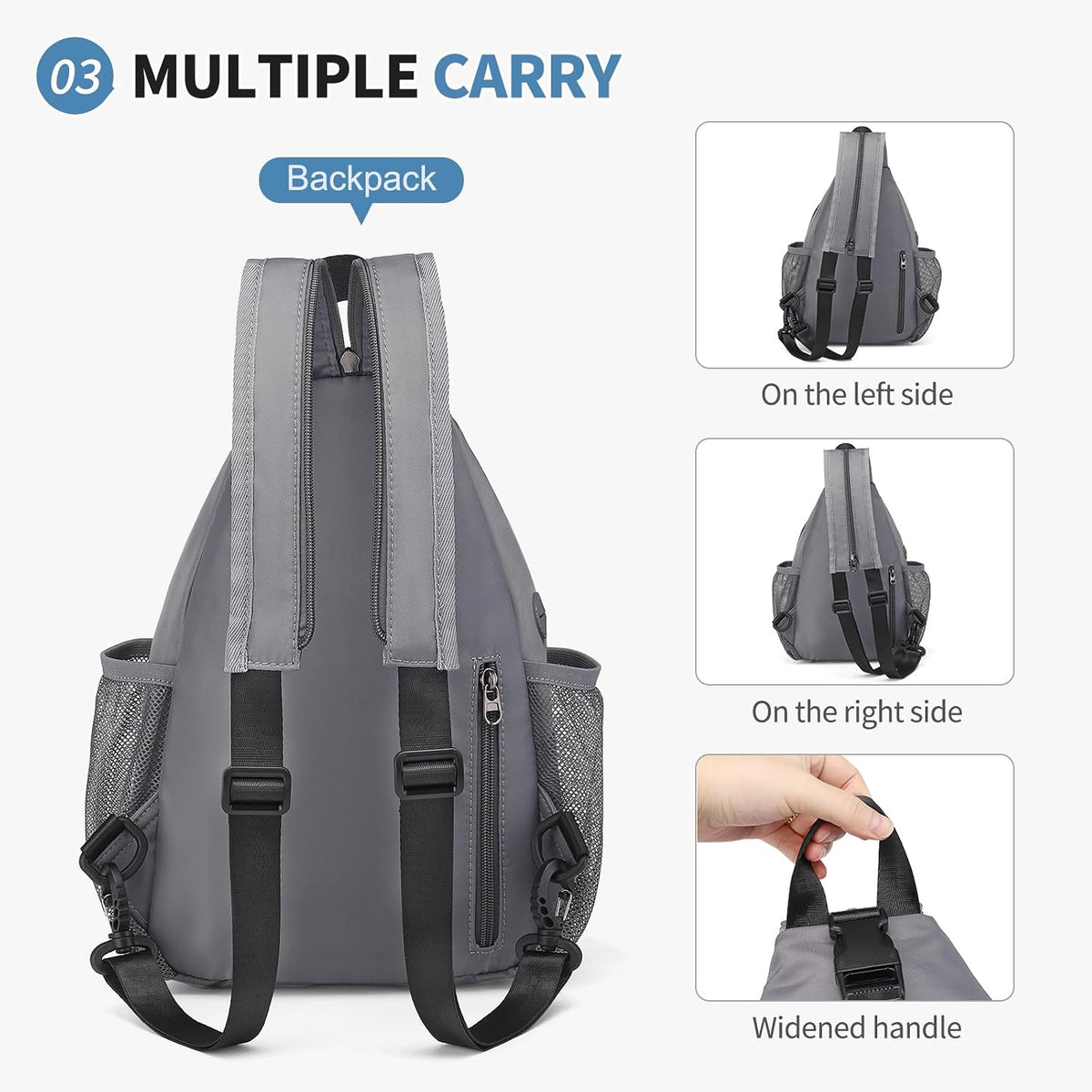 Crossbody Sling Bag with Water Bottle Holder, 8.3" Convertible Small Backpack Anti Theft Daypack, Chest Fanny Pack for Men Women, Beige