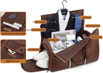 2-in-1 Travel Garment Bag Duffel/Hanging Carry on Travel Case, Convertible Foldable Garment Duffle Suit Travel Bag (Red,50 * 28 * 30cm)