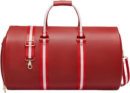 2-in-1 Travel Garment Bag Duffel/Hanging Carry on Travel Case, Convertible Foldable Garment Duffle Suit Travel Bag (Red,50 * 28 * 30cm)