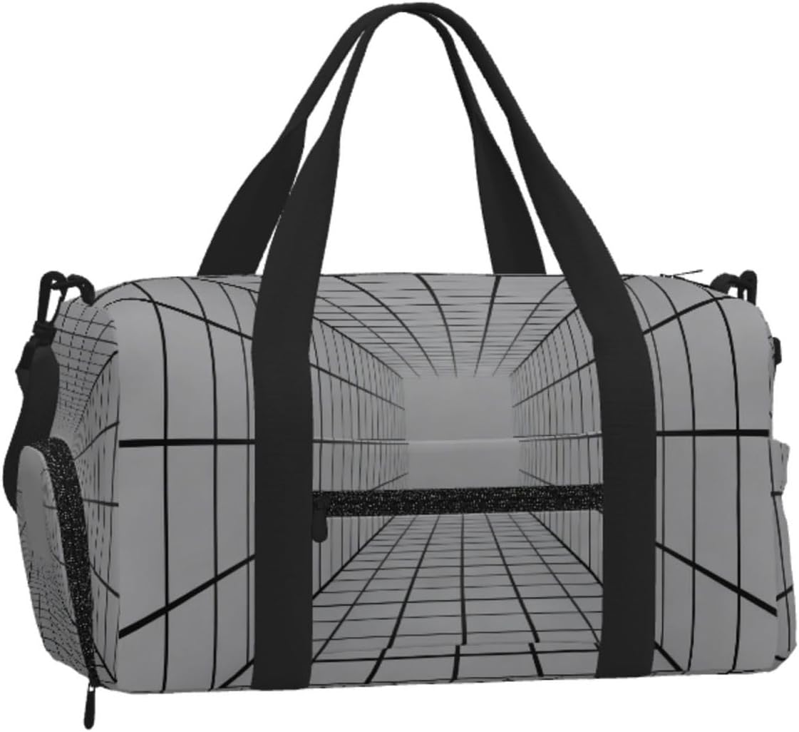 Ribbon pattern Duffel Bag with Shoe Compartment-Sports Gym Weekender for Men Women, Waterproof Travel Tote with Wet Pocket for Dirty Shoes