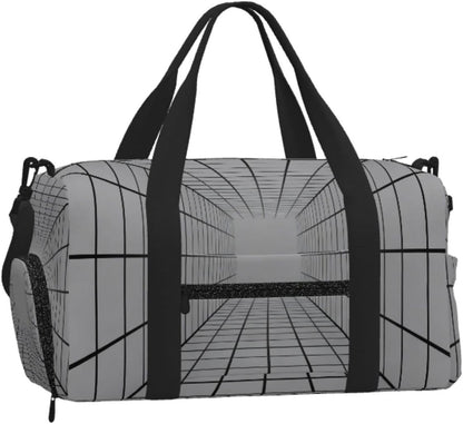 Ribbon pattern Duffel Bag with Shoe Compartment-Sports Gym Weekender for Men Women, Waterproof Travel Tote with Wet Pocket for Dirty Shoes