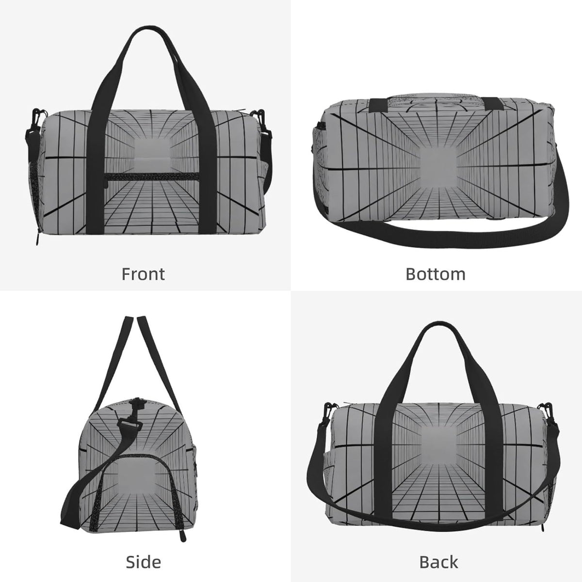 Ribbon pattern Duffel Bag with Shoe Compartment-Sports Gym Weekender for Men Women, Waterproof Travel Tote with Wet Pocket for Dirty Shoes