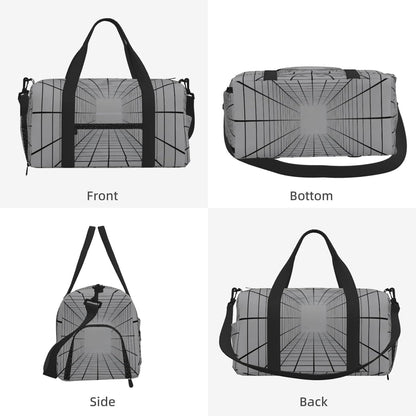 Ribbon pattern Duffel Bag with Shoe Compartment-Sports Gym Weekender for Men Women, Waterproof Travel Tote with Wet Pocket for Dirty Shoes