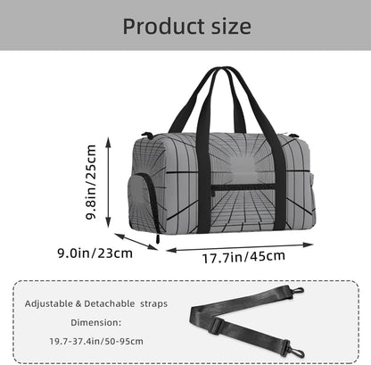 Ribbon pattern Duffel Bag with Shoe Compartment-Sports Gym Weekender for Men Women, Waterproof Travel Tote with Wet Pocket for Dirty Shoes