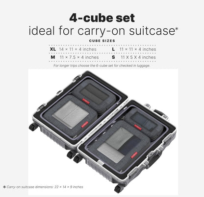 Premium Compression Packing Cubes for Travel - Suitcase Organizer Bags with Double Zipper & Breathable Mesh Panel - Space Saving Carry On Luggage Essentials (Grey)