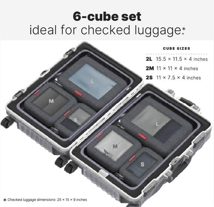 Premium Compression Packing Cubes for Travel - Suitcase Organizer Bags with Double Zipper & Breathable Mesh Panel - Space Saving Carry On Luggage Essentials (Grey)