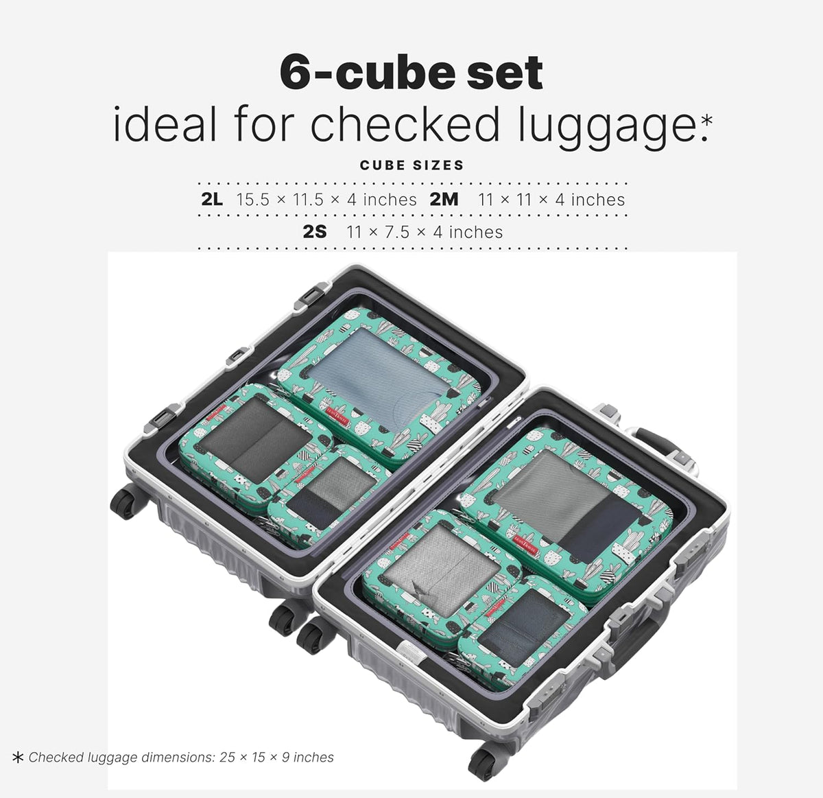 Premium Compression Packing Cubes for Travel - Suitcase Organizer Bags with Double Zipper & Breathable Mesh Panel - Space Saving Carry On Luggage Essentials (Grey)