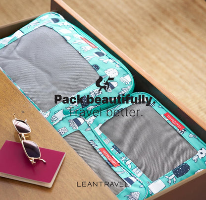 Premium Compression Packing Cubes for Travel - Suitcase Organizer Bags with Double Zipper & Breathable Mesh Panel - Space Saving Carry On Luggage Essentials (Grey)