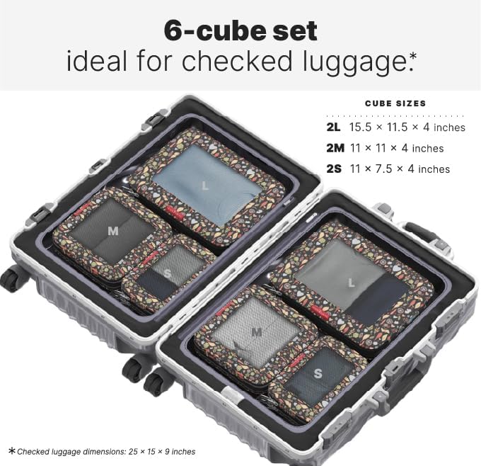 Premium Compression Packing Cubes for Travel - Suitcase Organizer Bags with Double Zipper & Breathable Mesh Panel - Space Saving Carry On Luggage Essentials (Grey)