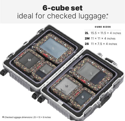 Premium Compression Packing Cubes for Travel - Suitcase Organizer Bags with Double Zipper & Breathable Mesh Panel - Space Saving Carry On Luggage Essentials (Grey)
