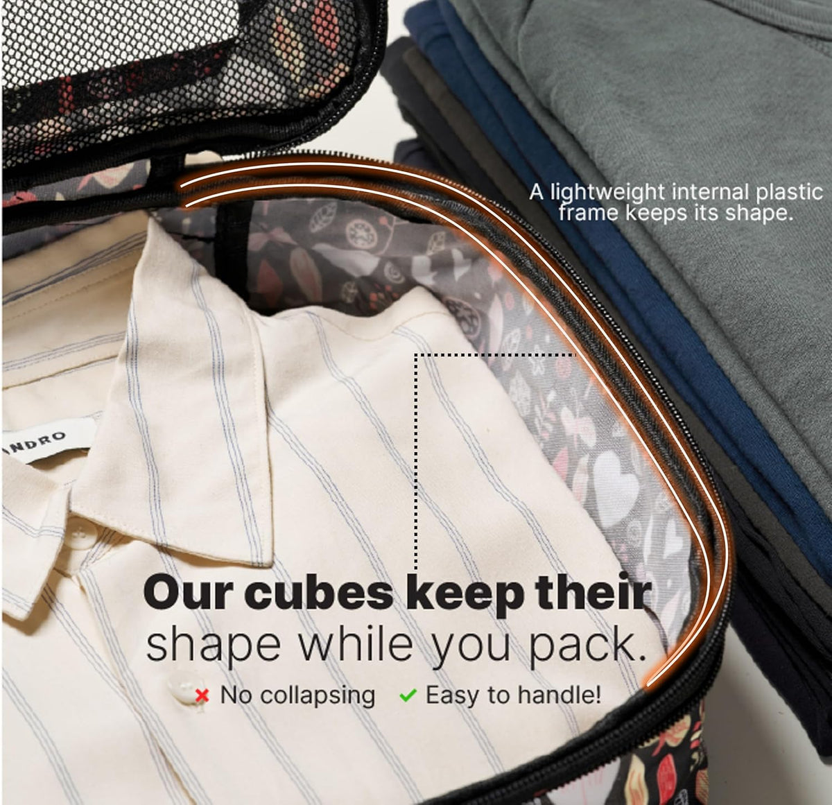 Premium Compression Packing Cubes for Travel - Suitcase Organizer Bags with Double Zipper & Breathable Mesh Panel - Space Saving Carry On Luggage Essentials (Grey)