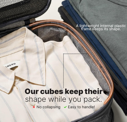 Premium Compression Packing Cubes for Travel - Suitcase Organizer Bags with Double Zipper & Breathable Mesh Panel - Space Saving Carry On Luggage Essentials (Grey)