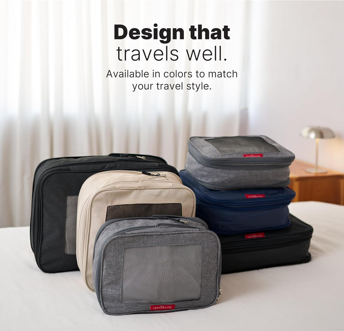 Premium Compression Packing Cubes for Travel - Suitcase Organizer Bags with Double Zipper & Breathable Mesh Panel - Space Saving Carry On Luggage Essentials (Grey)
