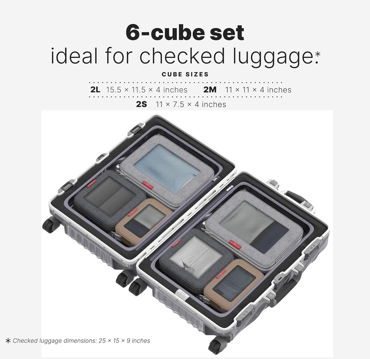 Premium Compression Packing Cubes for Travel - Suitcase Organizer Bags with Double Zipper & Breathable Mesh Panel - Space Saving Carry On Luggage Essentials (Grey)