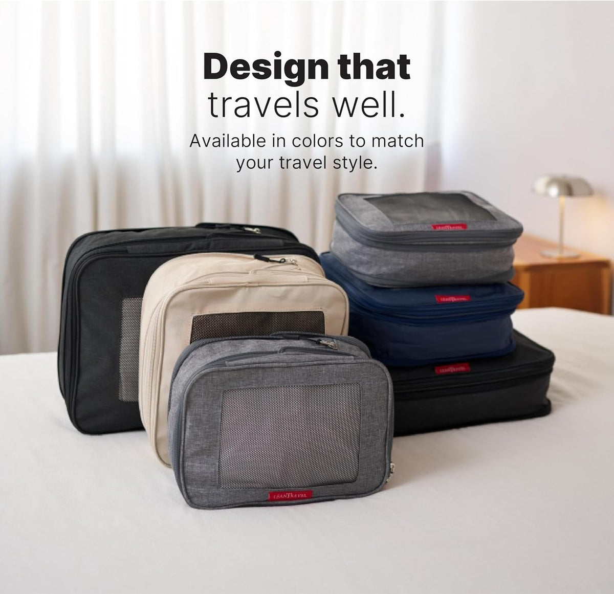 Premium Compression Packing Cubes for Travel - Suitcase Organizer Bags with Double Zipper & Breathable Mesh Panel - Space Saving Carry On Luggage Essentials (Grey)