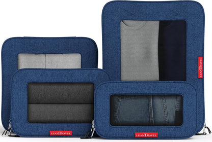 Premium Compression Packing Cubes for Travel - Suitcase Organizer Bags with Double Zipper & Breathable Mesh Panel - Space Saving Carry On Luggage Essentials (Grey)