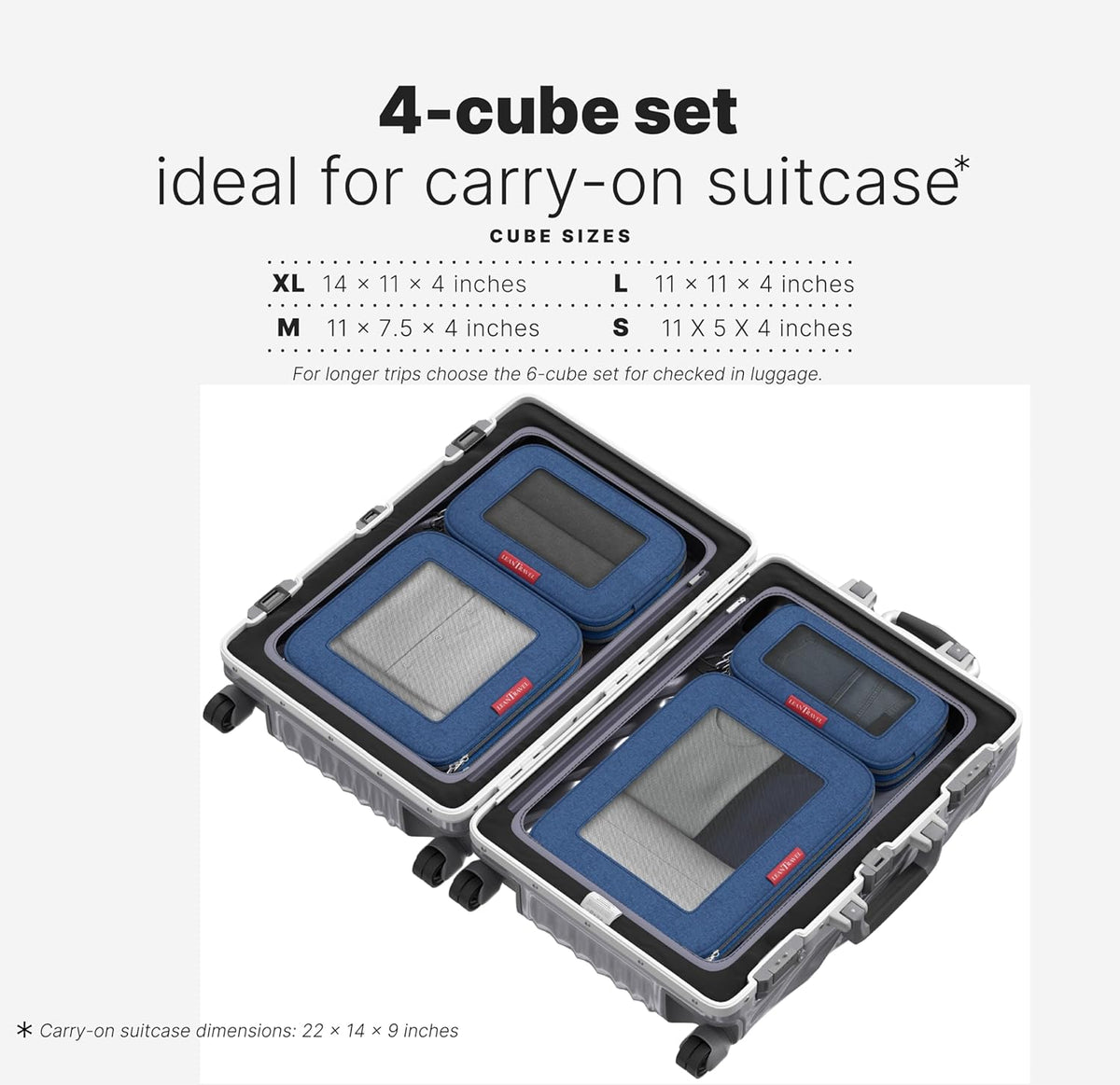 Premium Compression Packing Cubes for Travel - Suitcase Organizer Bags with Double Zipper & Breathable Mesh Panel - Space Saving Carry On Luggage Essentials (Grey)