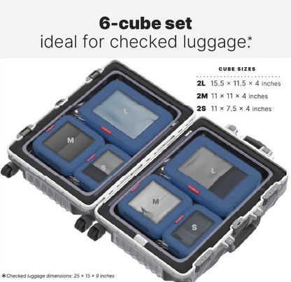 Premium Compression Packing Cubes for Travel - Suitcase Organizer Bags with Double Zipper & Breathable Mesh Panel - Space Saving Carry On Luggage Essentials (Grey)
