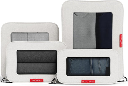 Premium Compression Packing Cubes for Travel - Suitcase Organizer Bags with Double Zipper & Breathable Mesh Panel - Space Saving Carry On Luggage Essentials (Grey)