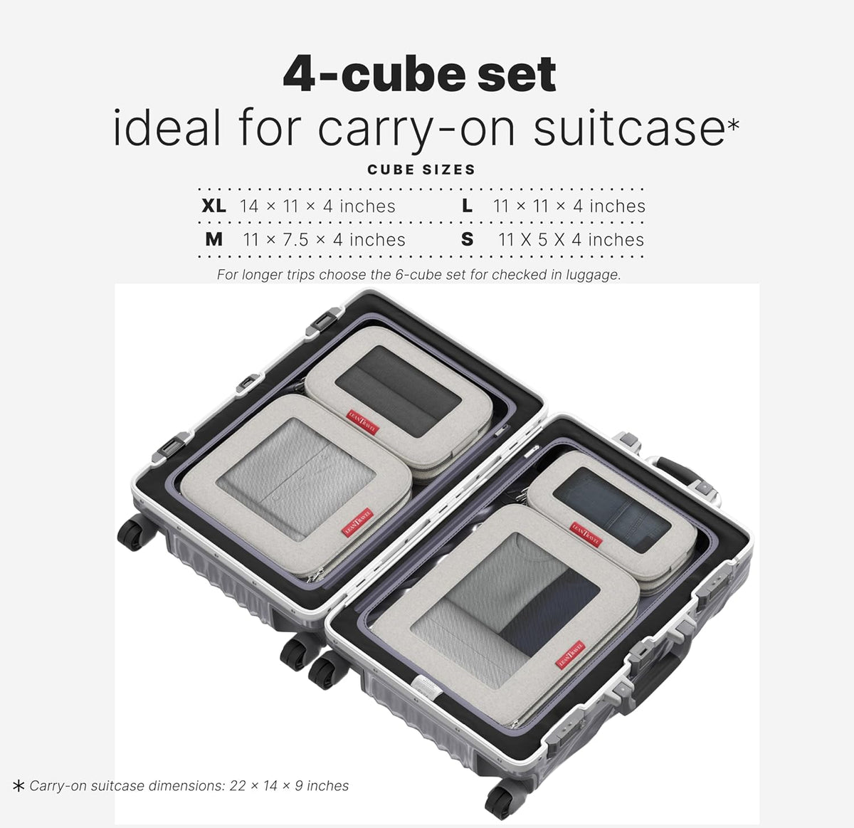 Premium Compression Packing Cubes for Travel - Suitcase Organizer Bags with Double Zipper & Breathable Mesh Panel - Space Saving Carry On Luggage Essentials (Grey)