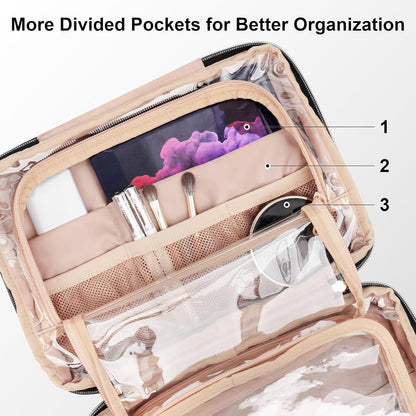 Travel Toiletry Bag with Hanging Hook and Leakproof Wet/Dry Compartments, Large Capacity Makeup Cosmetic Organizer for Women, 12x9x4.5 Inch, Light Purple