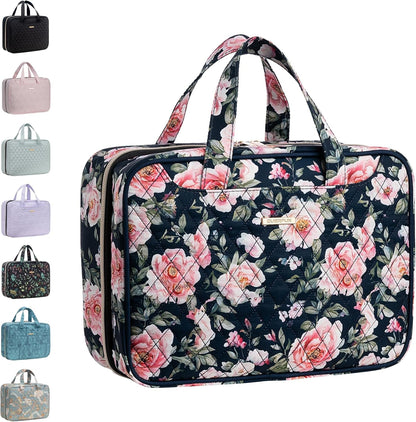 Travel Toiletry Bag with Hanging Hook and Leakproof Wet/Dry Compartments, Large Capacity Makeup Cosmetic Organizer for Women, 12x9x4.5 Inch, Light Purple