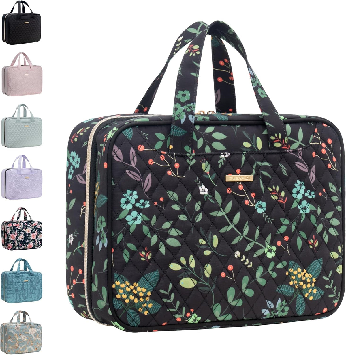 Travel Toiletry Bag with Hanging Hook and Leakproof Wet/Dry Compartments, Large Capacity Makeup Cosmetic Organizer for Women, 12x9x4.5 Inch, Light Purple