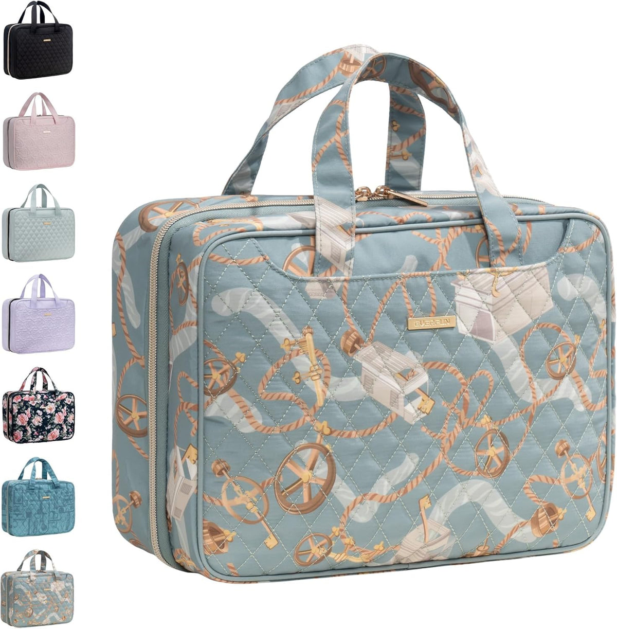 Travel Toiletry Bag with Hanging Hook and Leakproof Wet/Dry Compartments, Large Capacity Makeup Cosmetic Organizer for Women, 12x9x4.5 Inch, Light Purple