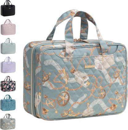 Travel Toiletry Bag with Hanging Hook and Leakproof Wet/Dry Compartments, Large Capacity Makeup Cosmetic Organizer for Women, 12x9x4.5 Inch, Light Purple