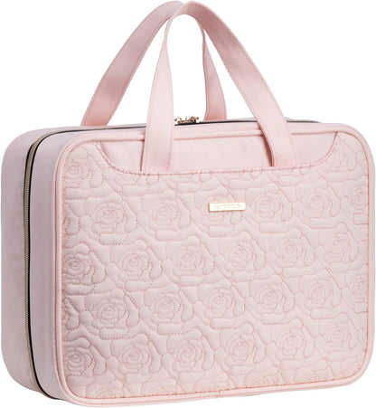 Travel Toiletry Bag with Hanging Hook and Leakproof Wet/Dry Compartments, Large Capacity Makeup Cosmetic Organizer for Women, 12x9x4.5 Inch, Light Purple