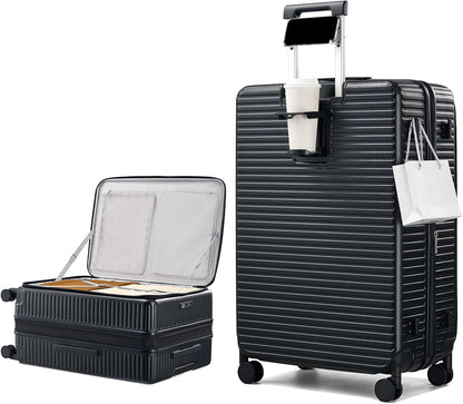 20 Inch Carry on Luggage 22x14x9 Airline Approved Hard Shell Suitcases with Wheels, Top Opening Expandable Carry on Luggage with Cup Holder Small Rolling Suitcase with Lock, Pink