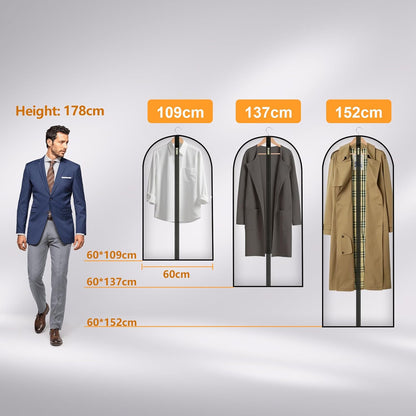 Long Garment Bag for Hanging Clothes Travel, 60'' Dress Bags for Gowns Long Dance Costumes Womens Coats, Suit Bag Clothes Cover for Closet Storage With Handles Pockets and Zipper, Black