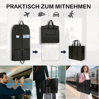 Long Garment Bag for Hanging Clothes Travel, 60'' Dress Bags for Gowns Long Dance Costumes Womens Coats, Suit Bag Clothes Cover for Closet Storage With Handles Pockets and Zipper, Black
