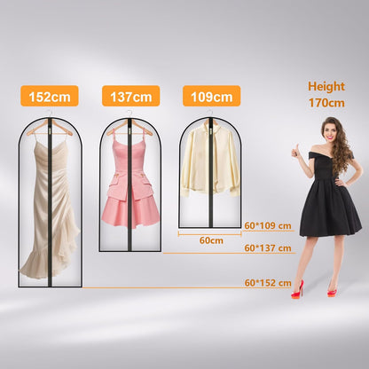 Long Garment Bag for Hanging Clothes Travel, 60'' Dress Bags for Gowns Long Dance Costumes Womens Coats, Suit Bag Clothes Cover for Closet Storage With Handles Pockets and Zipper, Black