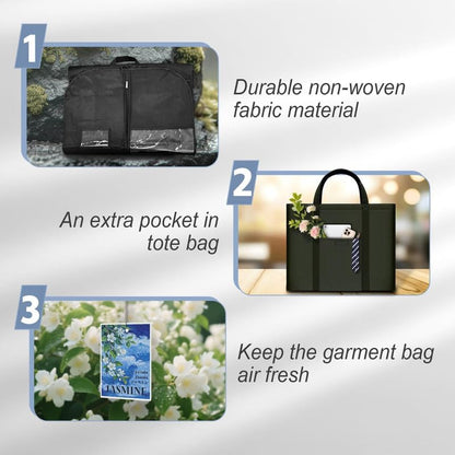 Long Garment Bag for Hanging Clothes Travel, 60'' Dress Bags for Gowns Long Dance Costumes Womens Coats, Suit Bag Clothes Cover for Closet Storage With Handles Pockets and Zipper, Black