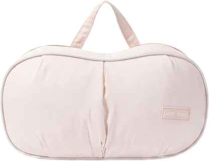 Bra and Underwear Travel Organizer Bag – Portable Bra Storage Case, Compression Packing Cubes for Travel, Waterproof Luggage Organizer for Women, Suitcase (Beige)