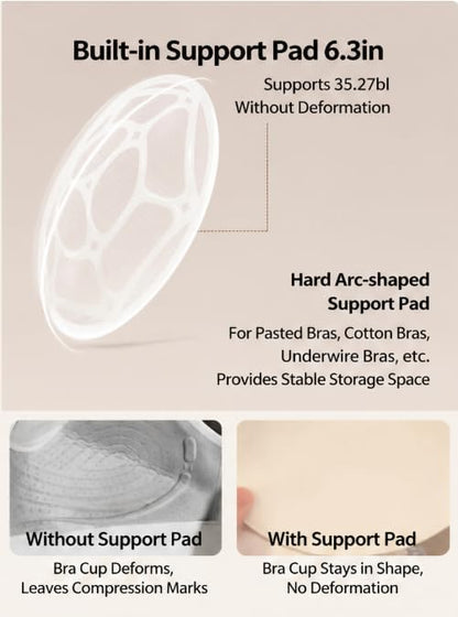 Bra and Underwear Travel Organizer Bag – Portable Bra Storage Case, Compression Packing Cubes for Travel, Waterproof Luggage Organizer for Women, Suitcase (Beige)