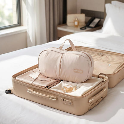 Bra and Underwear Travel Organizer Bag – Portable Bra Storage Case, Compression Packing Cubes for Travel, Waterproof Luggage Organizer for Women, Suitcase (Beige)