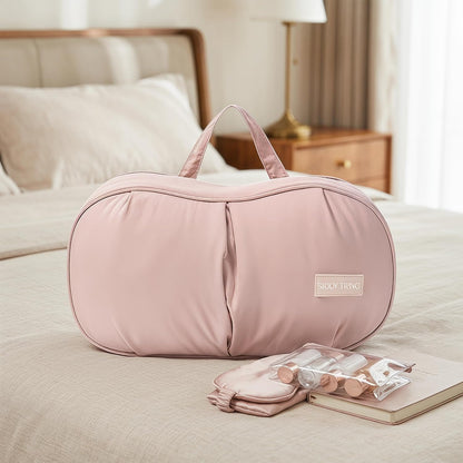 Bra and Underwear Travel Organizer Bag – Portable Bra Storage Case, Compression Packing Cubes for Travel, Waterproof Luggage Organizer for Women, Suitcase (Beige)