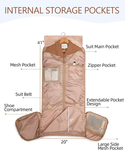Convertible Garment Bag for Travel with Shoe Compartment, 2-in-1 Carry On Duffle for Hanging Clothes, Foldable Weekender Overnight Bag with Toiletry Bag
