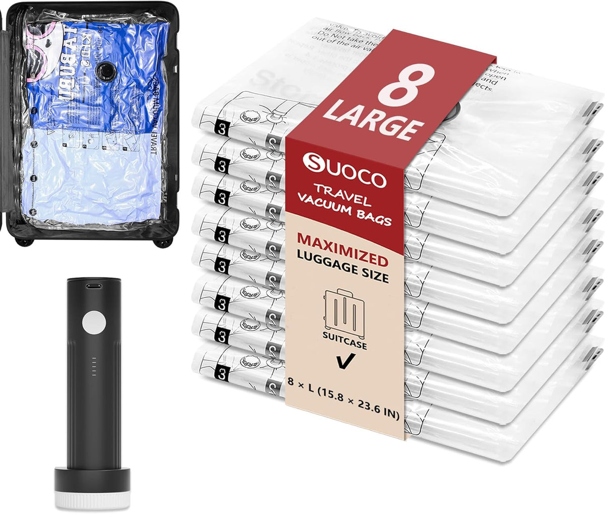 Travel Vacuum Bags for Clothing with Rechargeable Electric Pump, Compression Packing Cubes Organizer Storage for Luggage Suitcase, Space Saver Seal Bags for Vacation Cruise, 9 Combo