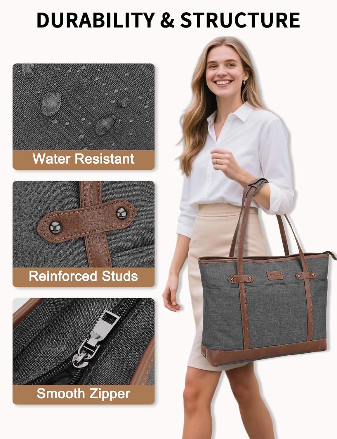 Laptop Tote Bag for Women, Water Resistant 15.6 Inch Computer Handbag Purse Teacher Bag With Portable Small Pouch
