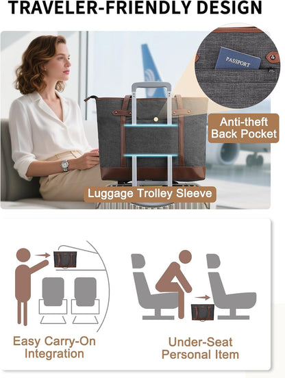 Laptop Tote Bag for Women, Water Resistant 15.6 Inch Computer Handbag Purse Teacher Bag With Portable Small Pouch