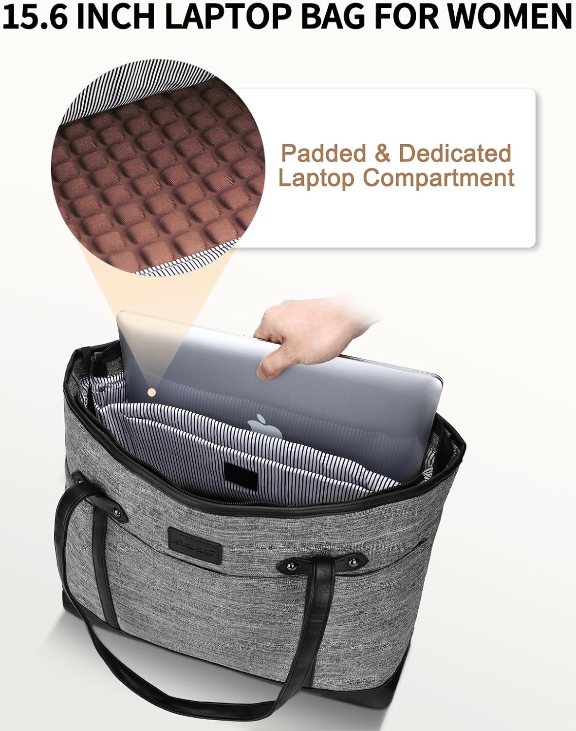 Laptop Tote Bag for Women, Water Resistant 15.6 Inch Computer Handbag Purse Teacher Bag With Portable Small Pouch