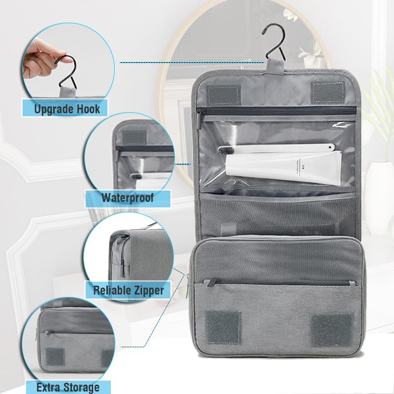 Hanging Travel Toiletry Bag Women's Cosmetic Organizer Makeup Pouch Men's Shaving Kits With Handle (Yellow Lemon)