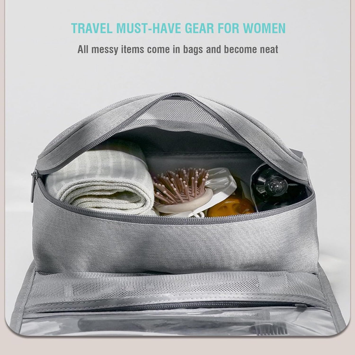Hanging Travel Toiletry Bag Women's Cosmetic Organizer Makeup Pouch Men's Shaving Kits With Handle (Yellow Lemon)