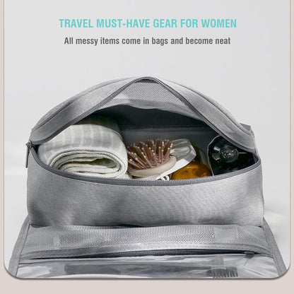 Hanging Travel Toiletry Bag Women's Cosmetic Organizer Makeup Pouch Men's Shaving Kits With Handle (Yellow Lemon)