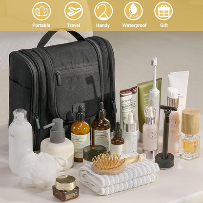 Hanging Travel Toiletry Bag Women's Cosmetic Organizer Makeup Pouch Men's Shaving Kits With Handle (Yellow Lemon)