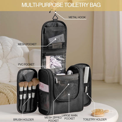 Hanging Travel Toiletry Bag Women's Cosmetic Organizer Makeup Pouch Men's Shaving Kits With Handle (Yellow Lemon)