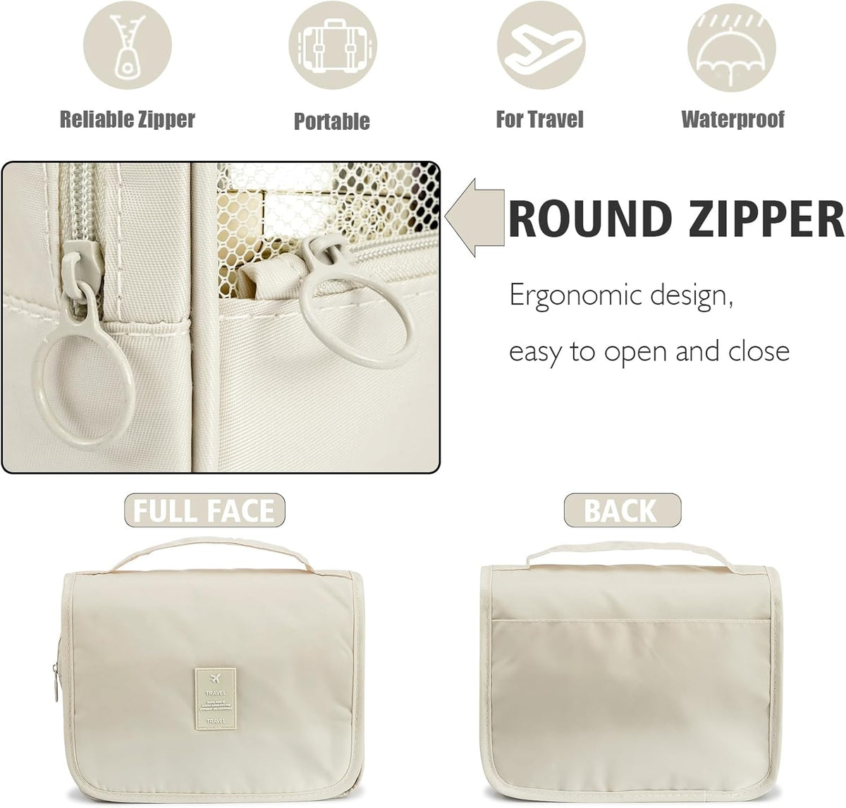 Hanging Travel Toiletry Bag Women's Cosmetic Organizer Makeup Pouch Men's Shaving Kits With Handle (Yellow Lemon)